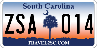 SC license plate ZSA014