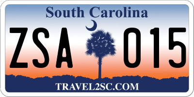 SC license plate ZSA015