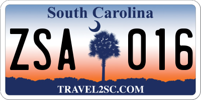 SC license plate ZSA016