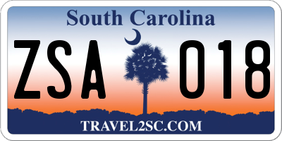 SC license plate ZSA018