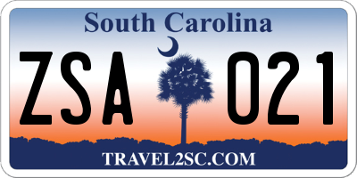 SC license plate ZSA021
