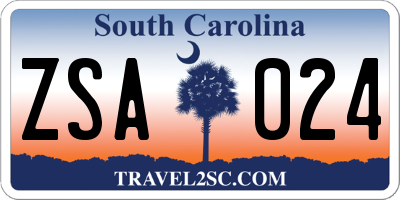 SC license plate ZSA024