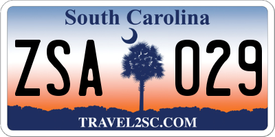 SC license plate ZSA029
