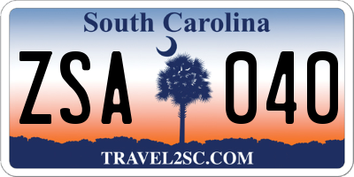 SC license plate ZSA040