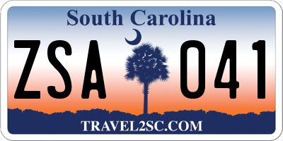 SC license plate ZSA041