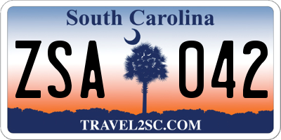 SC license plate ZSA042
