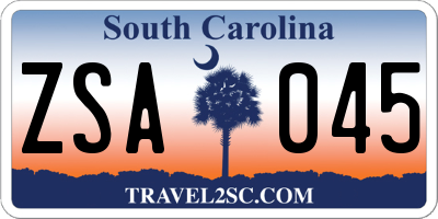 SC license plate ZSA045