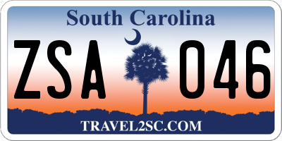 SC license plate ZSA046