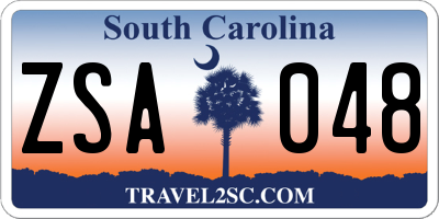 SC license plate ZSA048