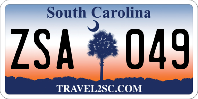 SC license plate ZSA049