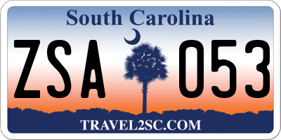 SC license plate ZSA053