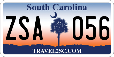 SC license plate ZSA056