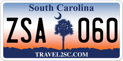 SC license plate ZSA060