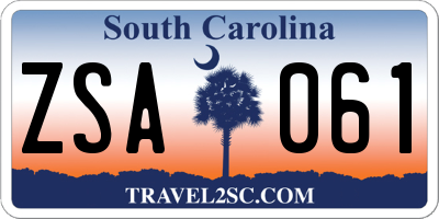SC license plate ZSA061