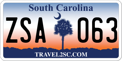 SC license plate ZSA063