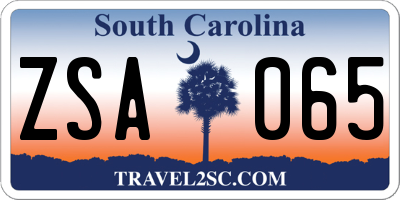 SC license plate ZSA065