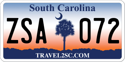SC license plate ZSA072