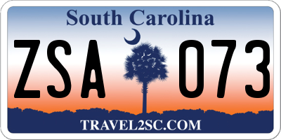 SC license plate ZSA073