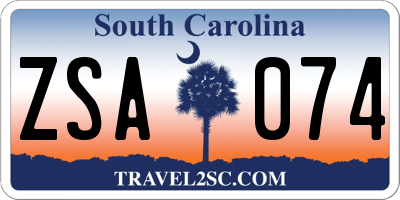 SC license plate ZSA074