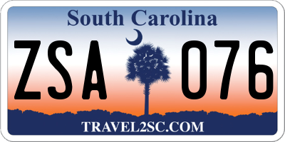 SC license plate ZSA076