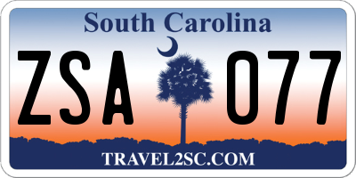 SC license plate ZSA077