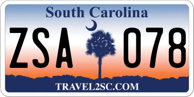 SC license plate ZSA078