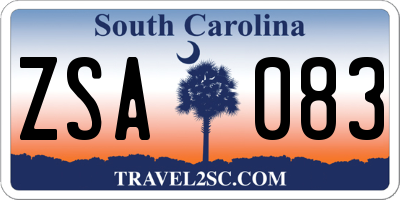 SC license plate ZSA083
