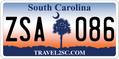 SC license plate ZSA086