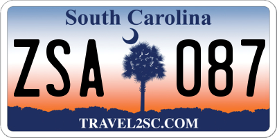 SC license plate ZSA087