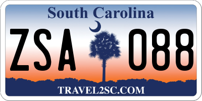 SC license plate ZSA088