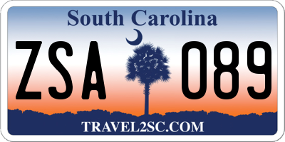 SC license plate ZSA089