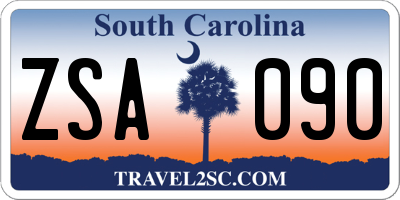 SC license plate ZSA090