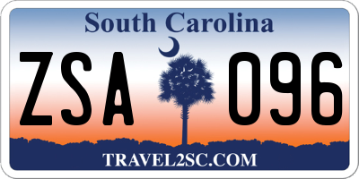SC license plate ZSA096