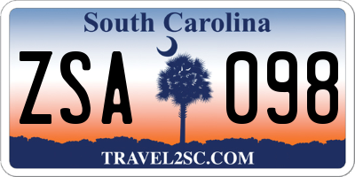 SC license plate ZSA098