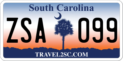 SC license plate ZSA099