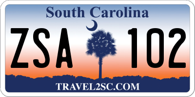 SC license plate ZSA102