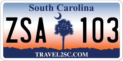SC license plate ZSA103