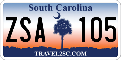 SC license plate ZSA105