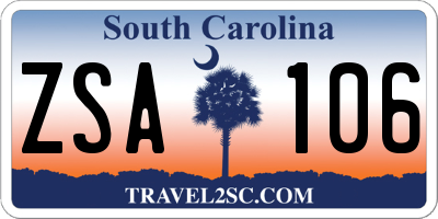 SC license plate ZSA106