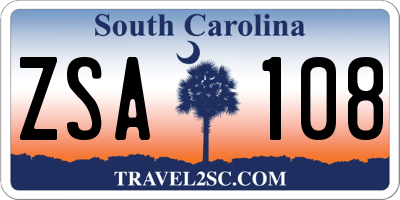 SC license plate ZSA108