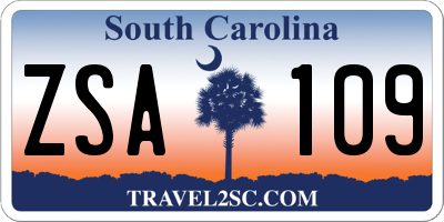 SC license plate ZSA109