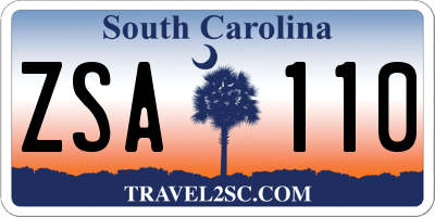 SC license plate ZSA110