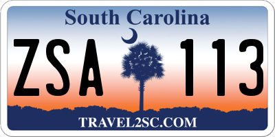 SC license plate ZSA113