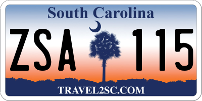 SC license plate ZSA115