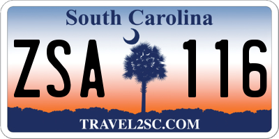 SC license plate ZSA116