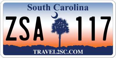 SC license plate ZSA117