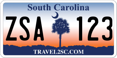 SC license plate ZSA123