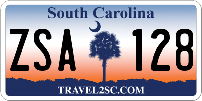 SC license plate ZSA128