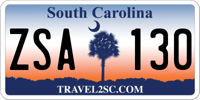 SC license plate ZSA130