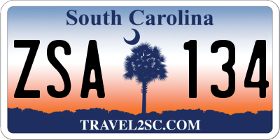 SC license plate ZSA134